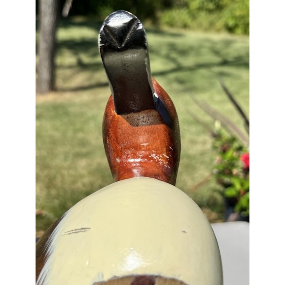 VTG Fetco Hand Carved Hand Painted Wooden Duck Decoy Glass Eyes 16" Bill To Tail - Picture 9 of 16